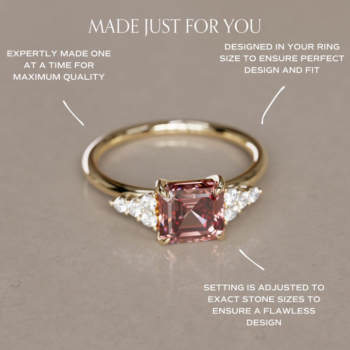 Aster Asscher Cut Pink Lab Diamond Modern Unique Engagement Ring By Valley Rose