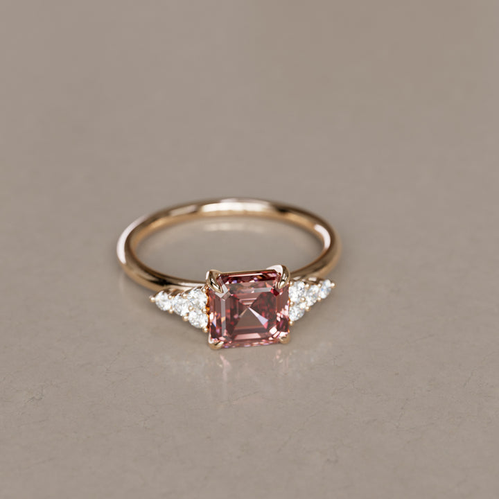 Aster Asscher Szlif Różowy Laboratorium Diament Nowoczesny Unikalny Pierścionek Zaręczynowy (Tylko Oprawa)