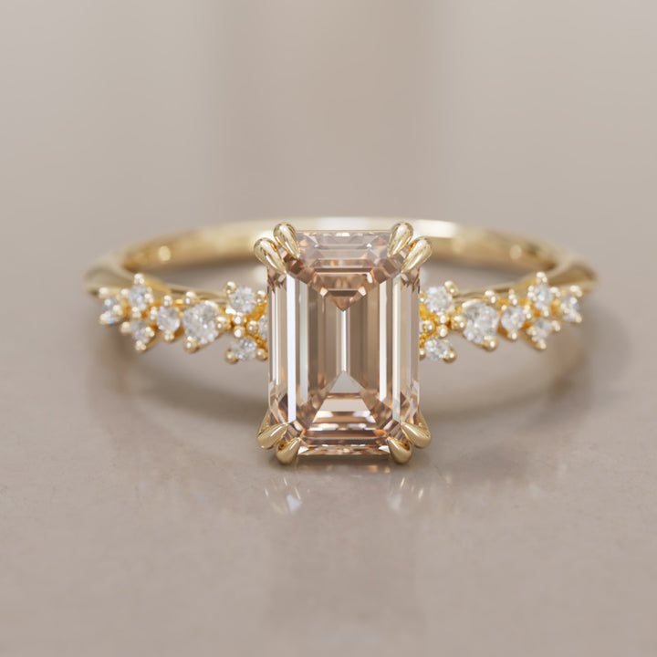 Astrid Emerald Cut Champagne Diamond Modern Unique Engagement Ring By Valley Rose