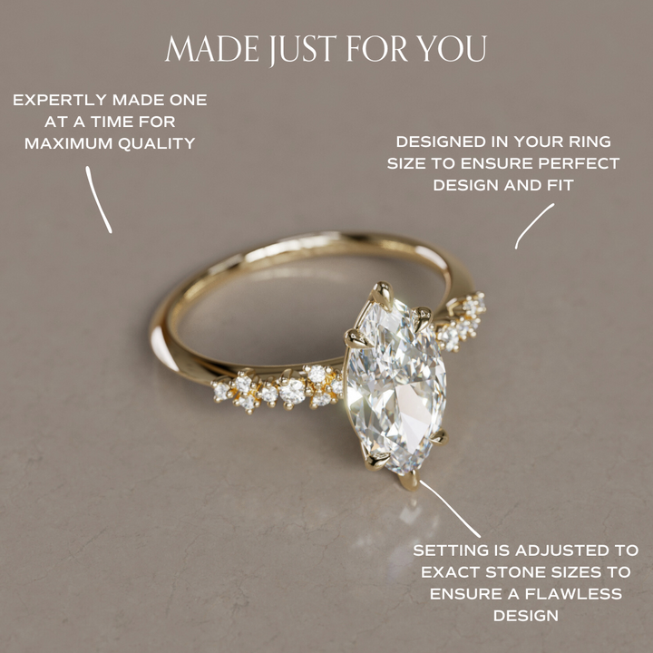 Celestial engagement ring Nature Inspired with Marquise Diamond By Valley Rose