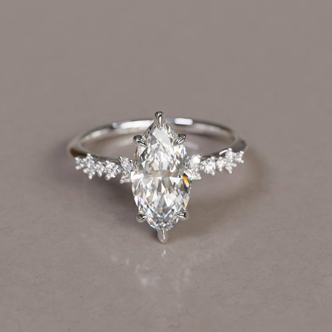 Celestial engagement ring Nature Inspired with Marquise Diamond By Valley Rose