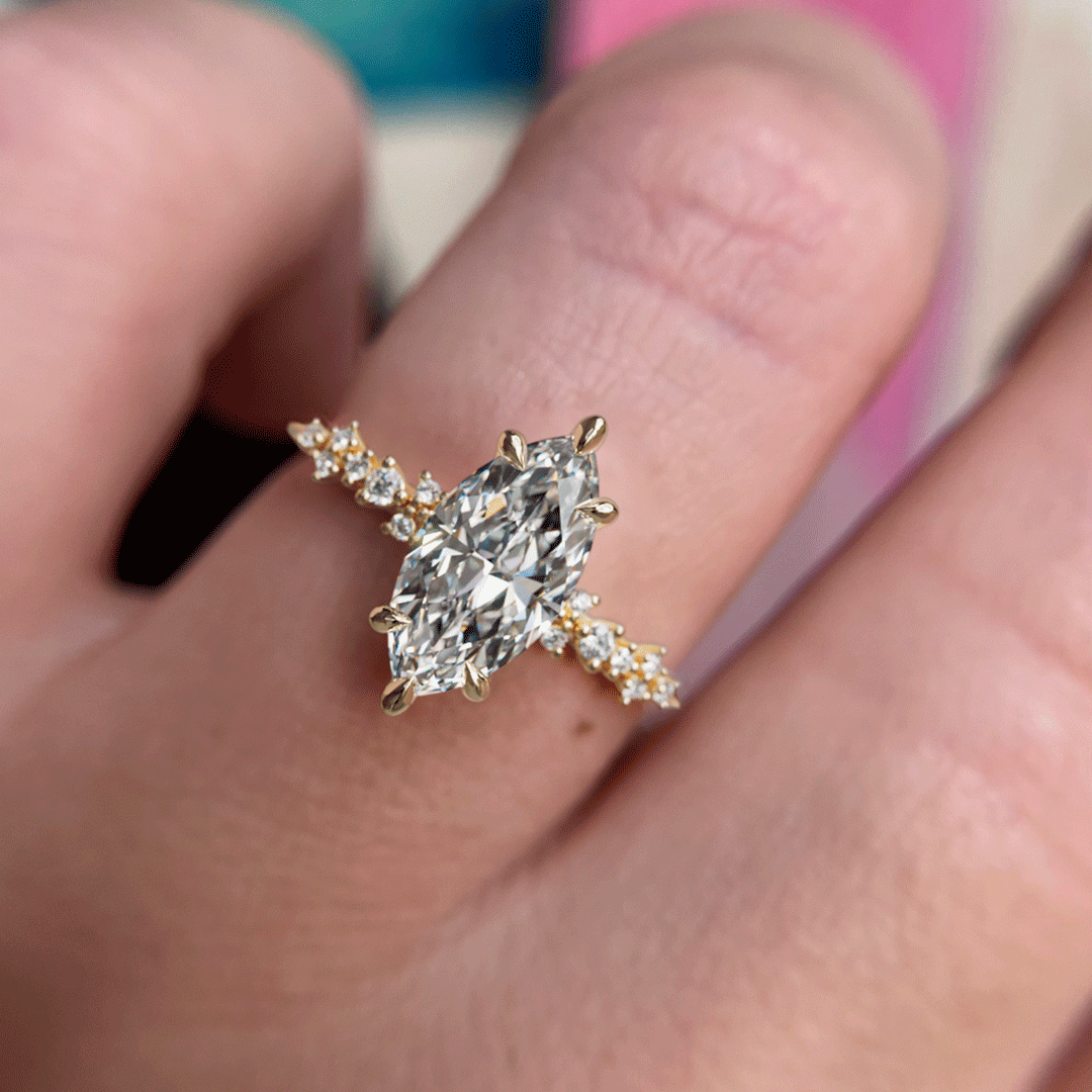 Celestial engagement ring Nature Inspired with Marquise Diamond By Valley Rose