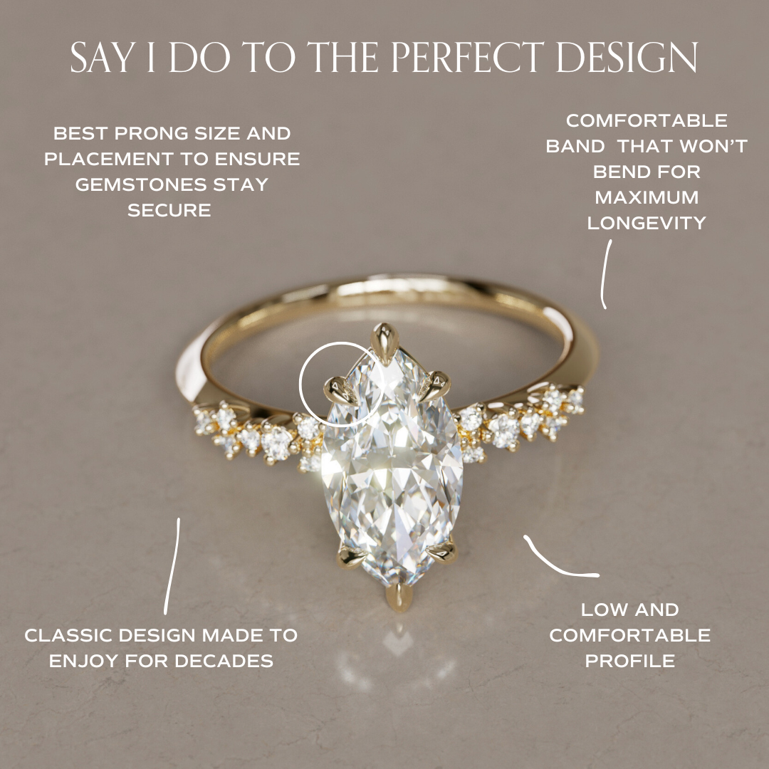 Celestial engagement ring Nature Inspired with Marquise Diamond By Valley Rose