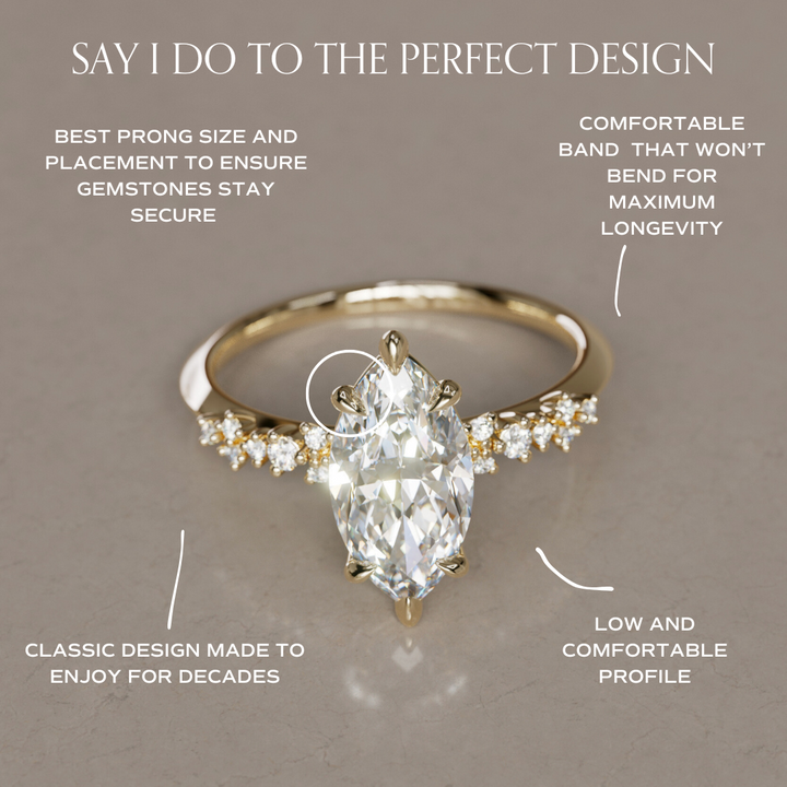 Celestial engagement ring Nature Inspired with Marquise Diamond By Valley Rose