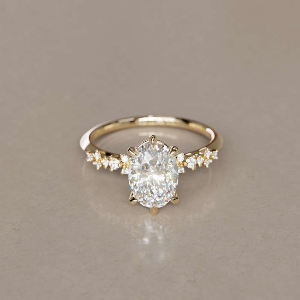 Celestial engagement ring Nature Inspired with Oval Diamond By Valley Rose