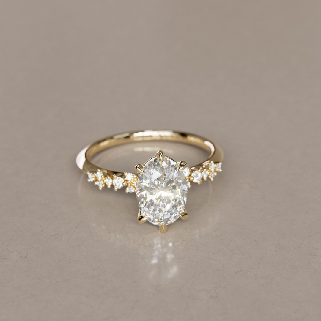 Celestial engagement ring Nature Inspired with Oval Diamond By Valley Rose