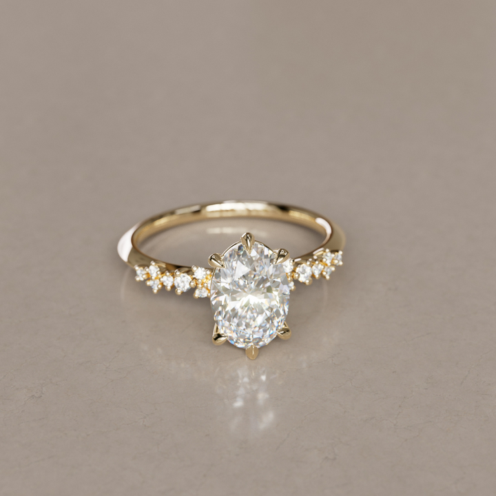 Celestial engagement ring Nature Inspired with Oval Diamond By Valley Rose