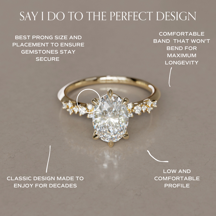 Celestial engagement ring Nature Inspired with Oval Diamond By Valley Rose