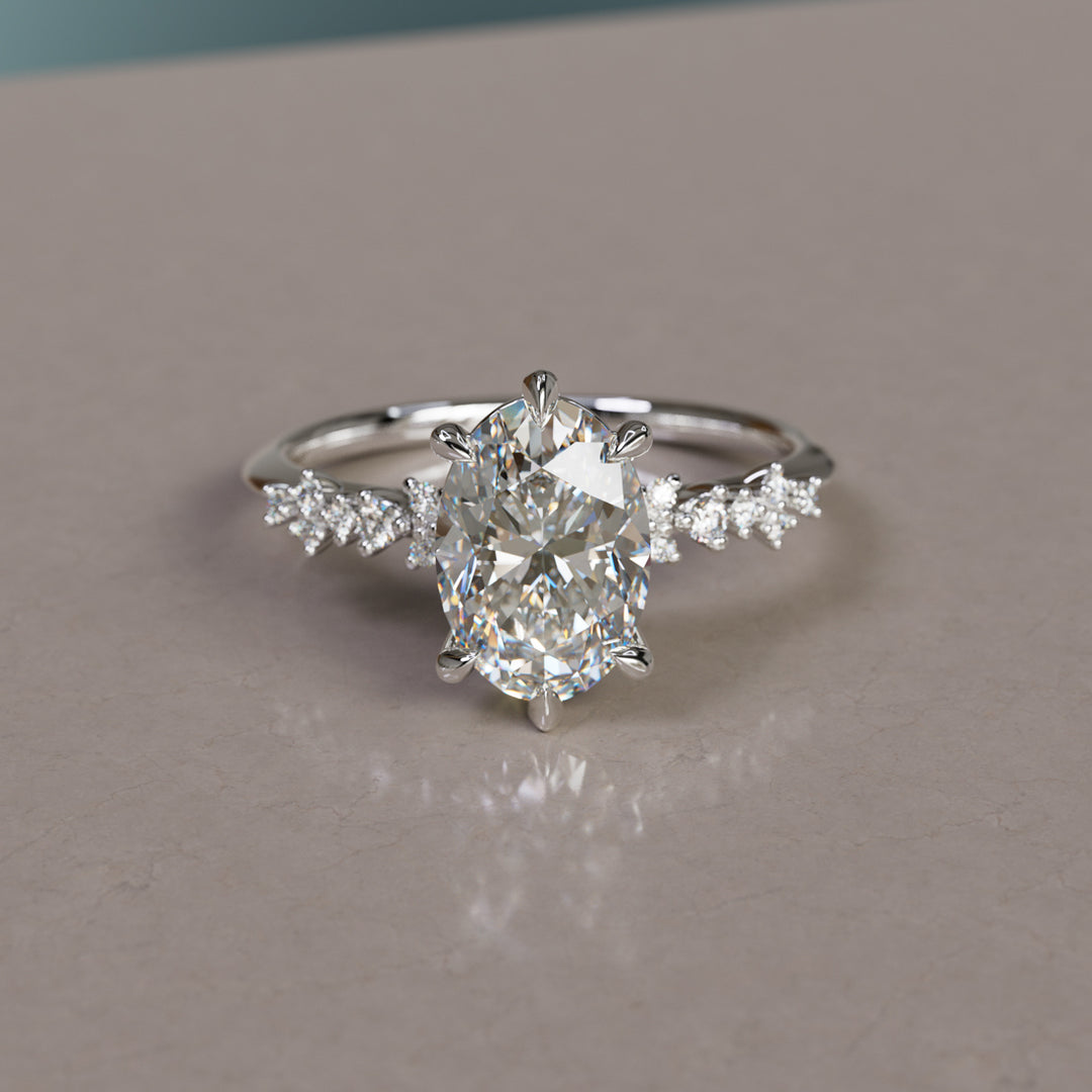 Celestial engagement ring Nature Inspired with Oval Diamond By Valley Rose