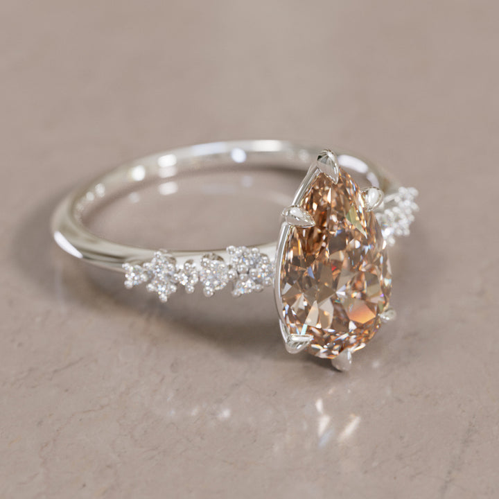 Astrid Pear Champagne Diamond Unique Celestial Engagement Ring By Valley Rose