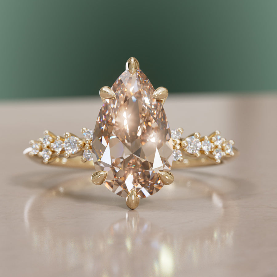 Astrid Pear Champagne Diamond Unique Celestial Engagement Ring By Valley Rose