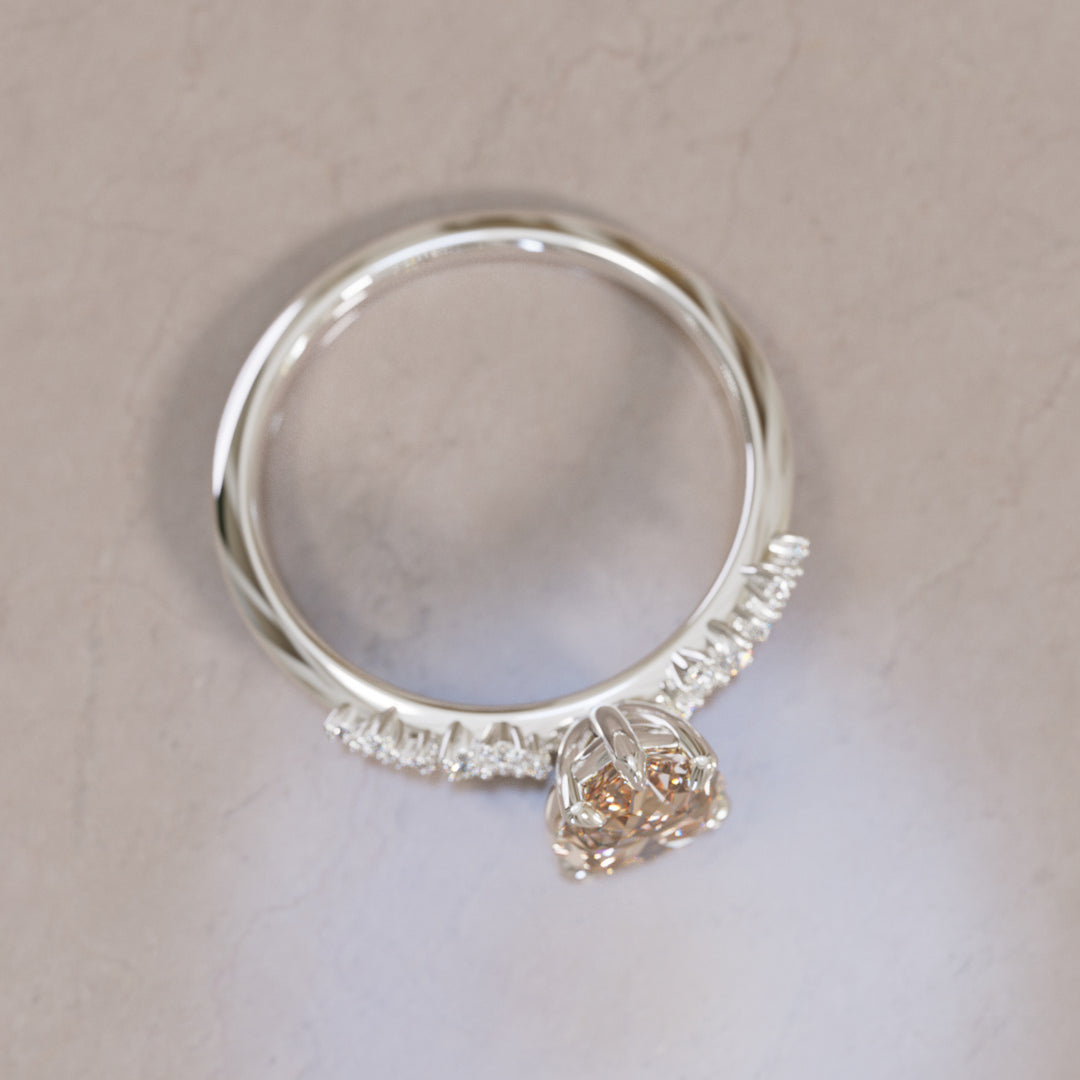 Astrid Pear Champagne Diamond Unique Celestial Engagement Ring By Valley Rose