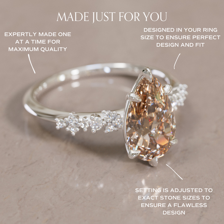 Astrid Pear Champagne Diamond Unique Celestial Engagement Ring By Valley Rose