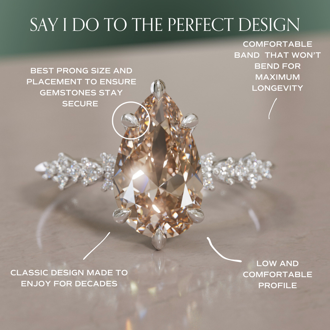Astrid Pear Champagne Diamond Unique Celestial Engagement Ring By Valley Rose