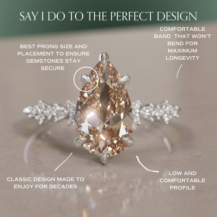 Astrid Pear Champagne Diamond Unique Celestial Engagement Ring By Valley Rose