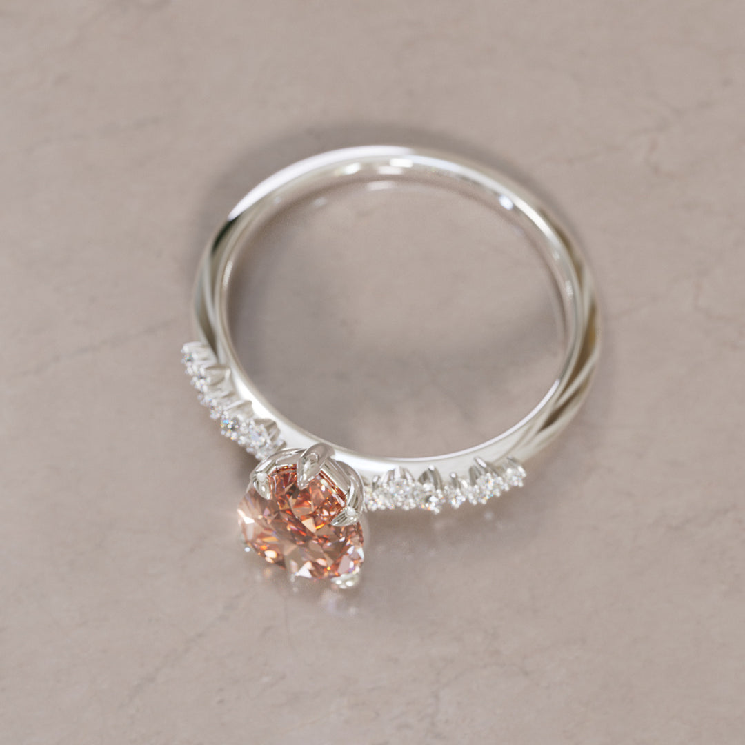 Astrid Pear Peach Diamond Unique Celestial Engagement Ring By Valley Rose
