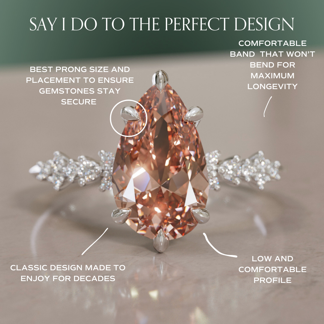 Astrid Pear Peach Diamond Unique Celestial Engagement Ring By Valley Rose