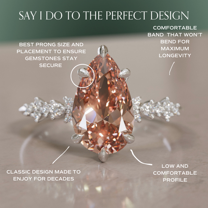 Astrid Pear Peach Diamond Unique Celestial Engagement Ring By Valley Rose