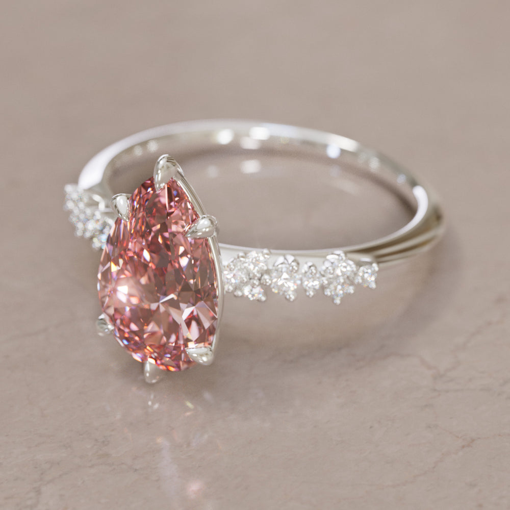 Astrid Pear Pink Diamond Unique Celestial Engagement Ring By Valley Rose