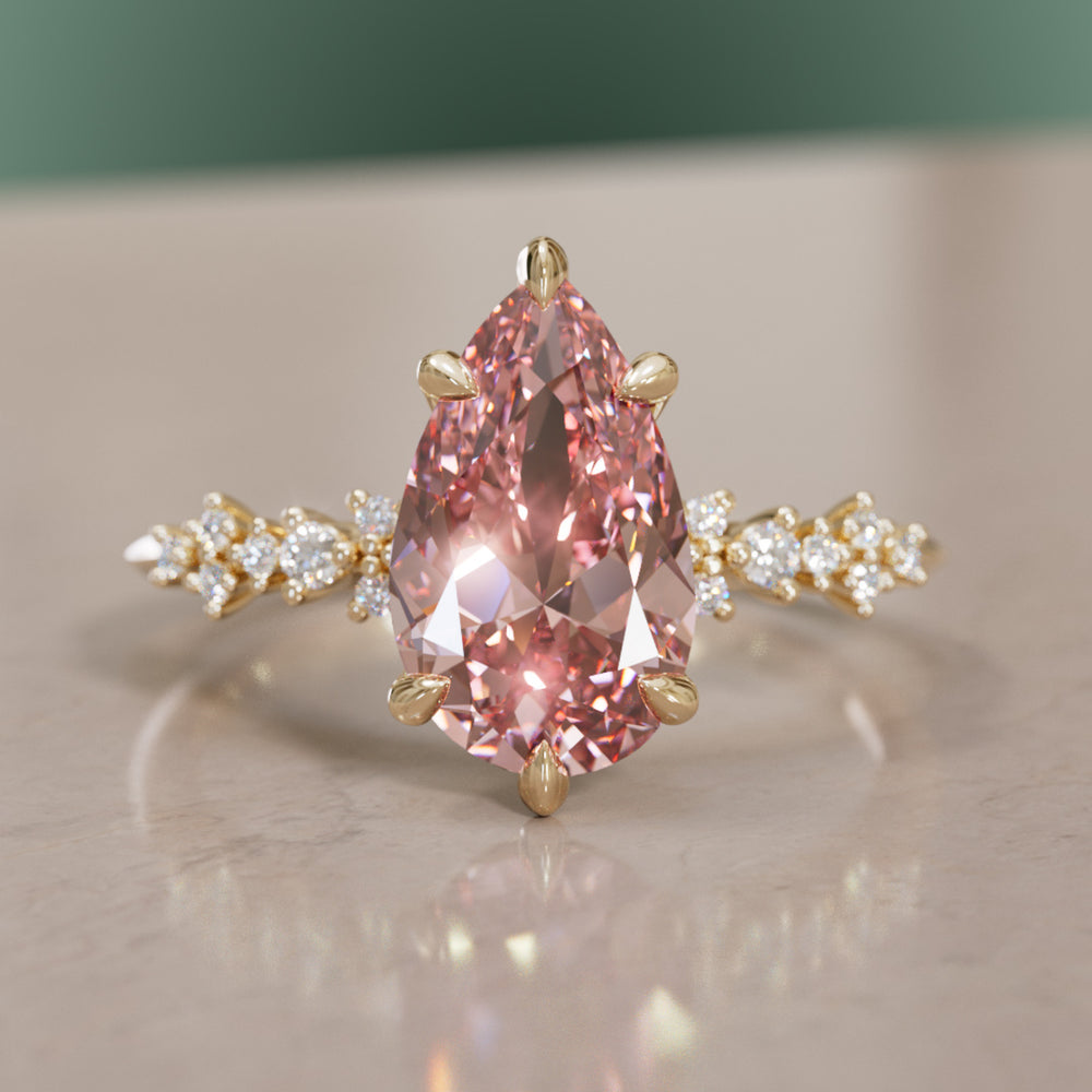 Astrid Pear Pink Diamond Unique Celestial Engagement Ring By Valley Rose