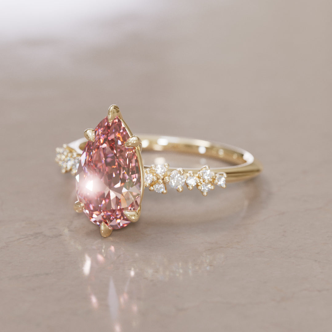 Astrid Pear Pink Diamond Unique Celestial Engagement Ring By Valley Rose