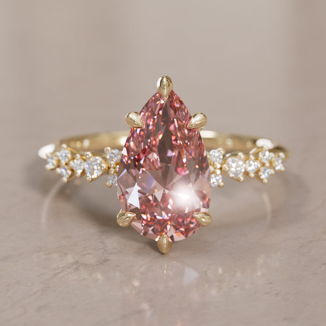 Astrid Pear Pink Diamond Unique Celestial Engagement Ring By Valley Rose