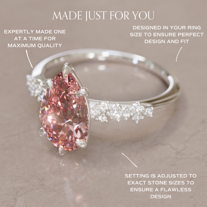 Astrid Pear Pink Diamond Unique Celestial Engagement Ring By Valley Rose