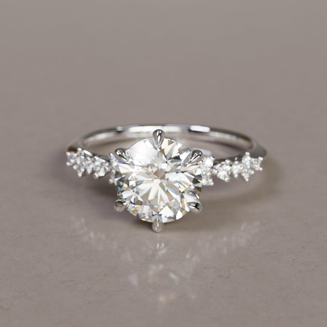 Celestial Engagement Ring Nature Inspired with Round Diamond By Valley Rose