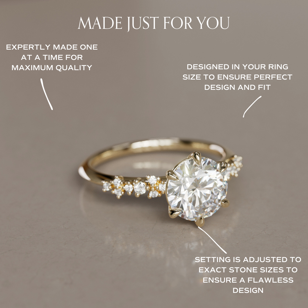 Celestial Engagement Ring Nature Inspired with Round Diamond By Valley Rose