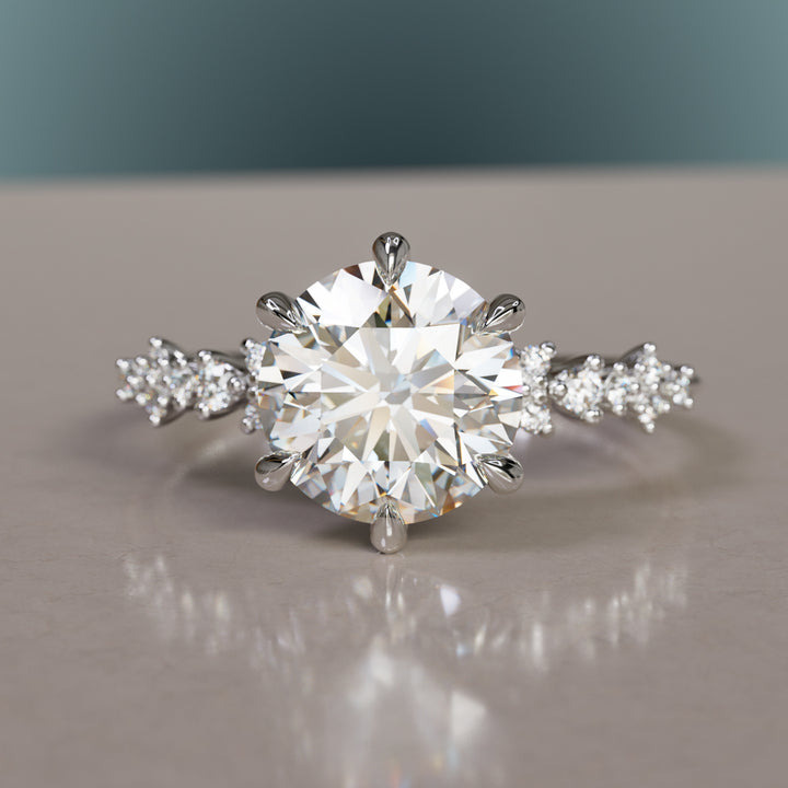 Celestial Engagement Ring Nature Inspired with Round Diamond By Valley Rose