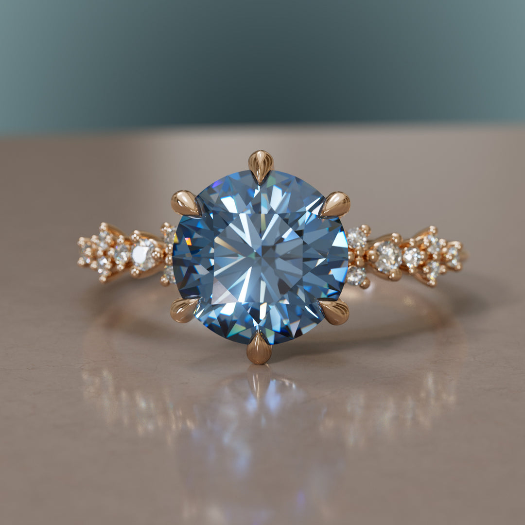 Astrid Rund Blå Safir Unik Himmelsk Forlovelsesring (Kun Innfatning)