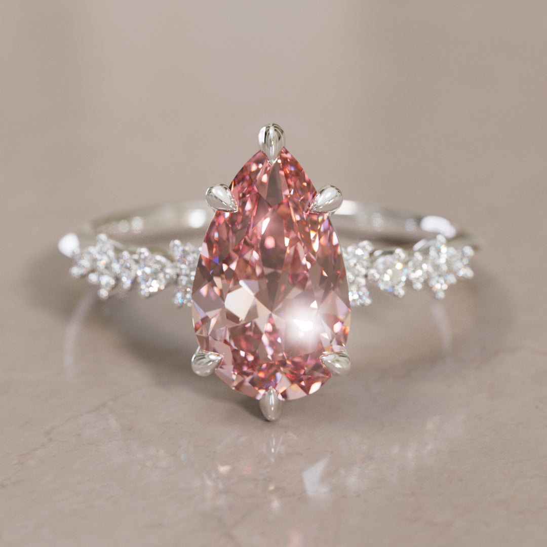 Astrid Pear Pink Diamond Unique Celestial Engagement Ring