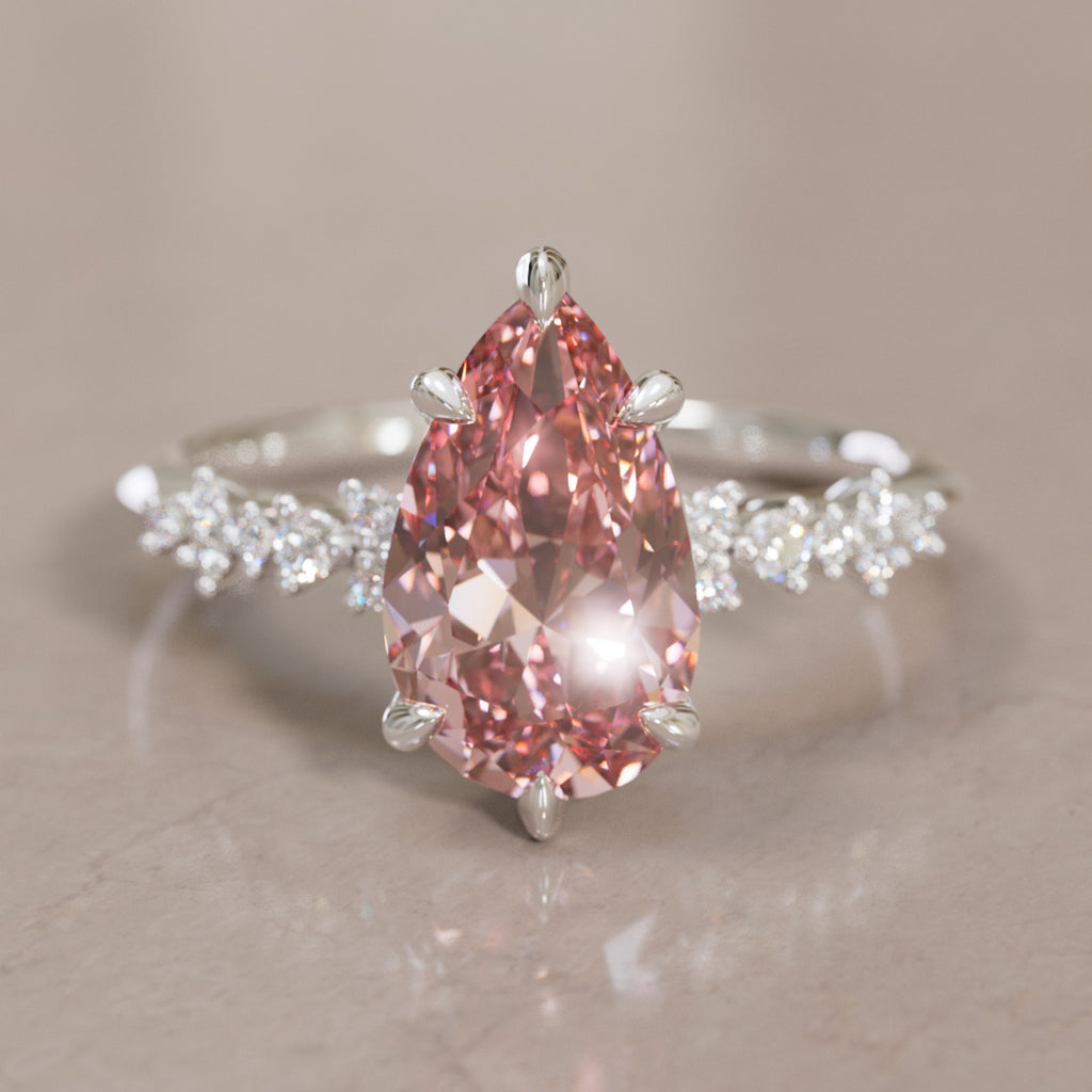 Astrid Pear Pink Diamond Unique Celestial Engagement Ring