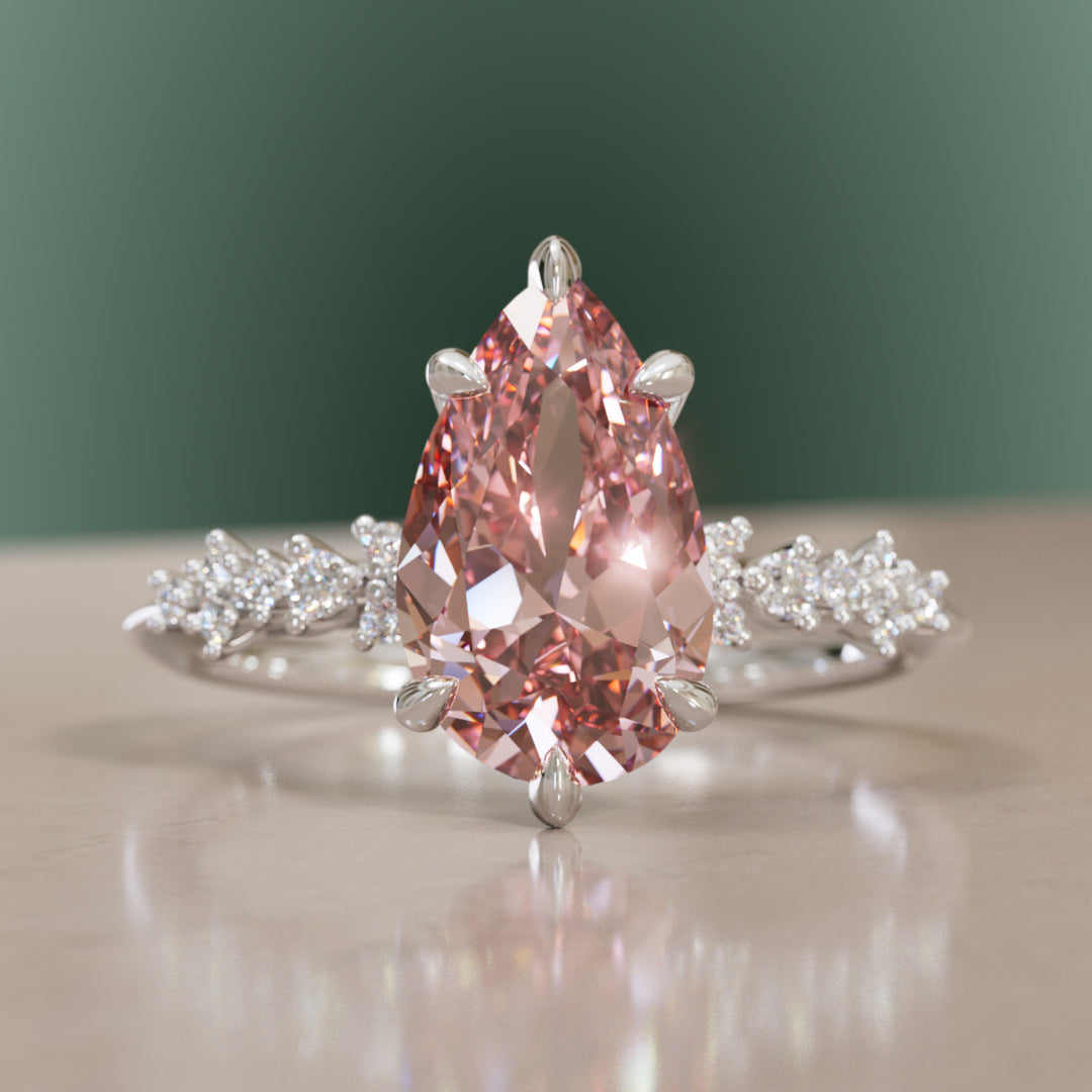 Astrid Pear Pink Diamond Unique Celestial Engagement Ring