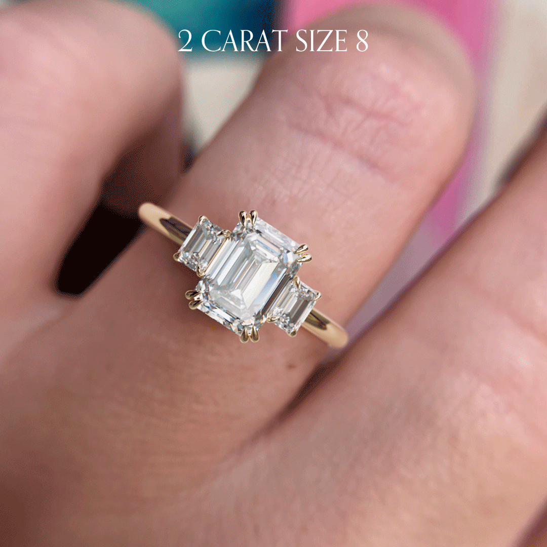 Atlahua Emerald Cut Lab Diamond Modern Art Deco Unique Engagement Ring By Valley Rose