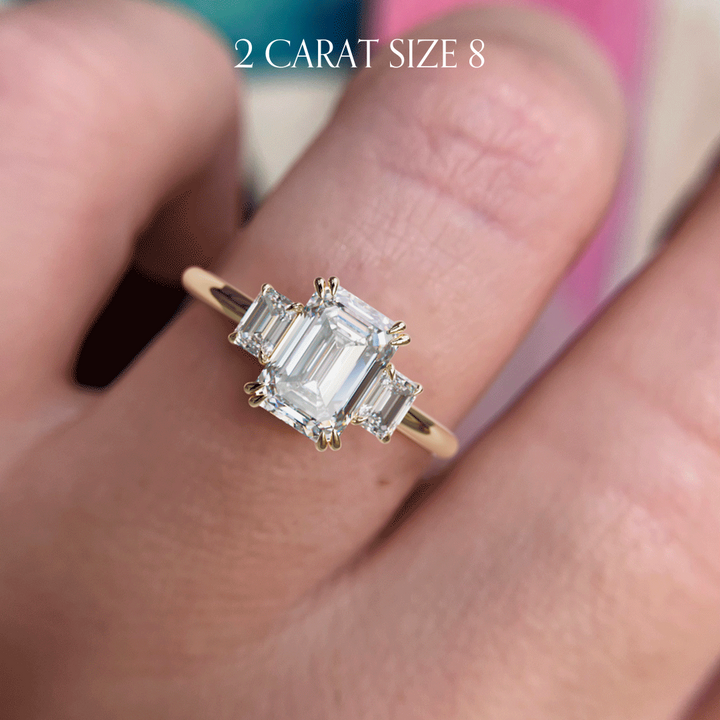 Atlahua Emerald Cut Lab Diamond Modern Art Deco Unique Engagement Ring By Valley Rose