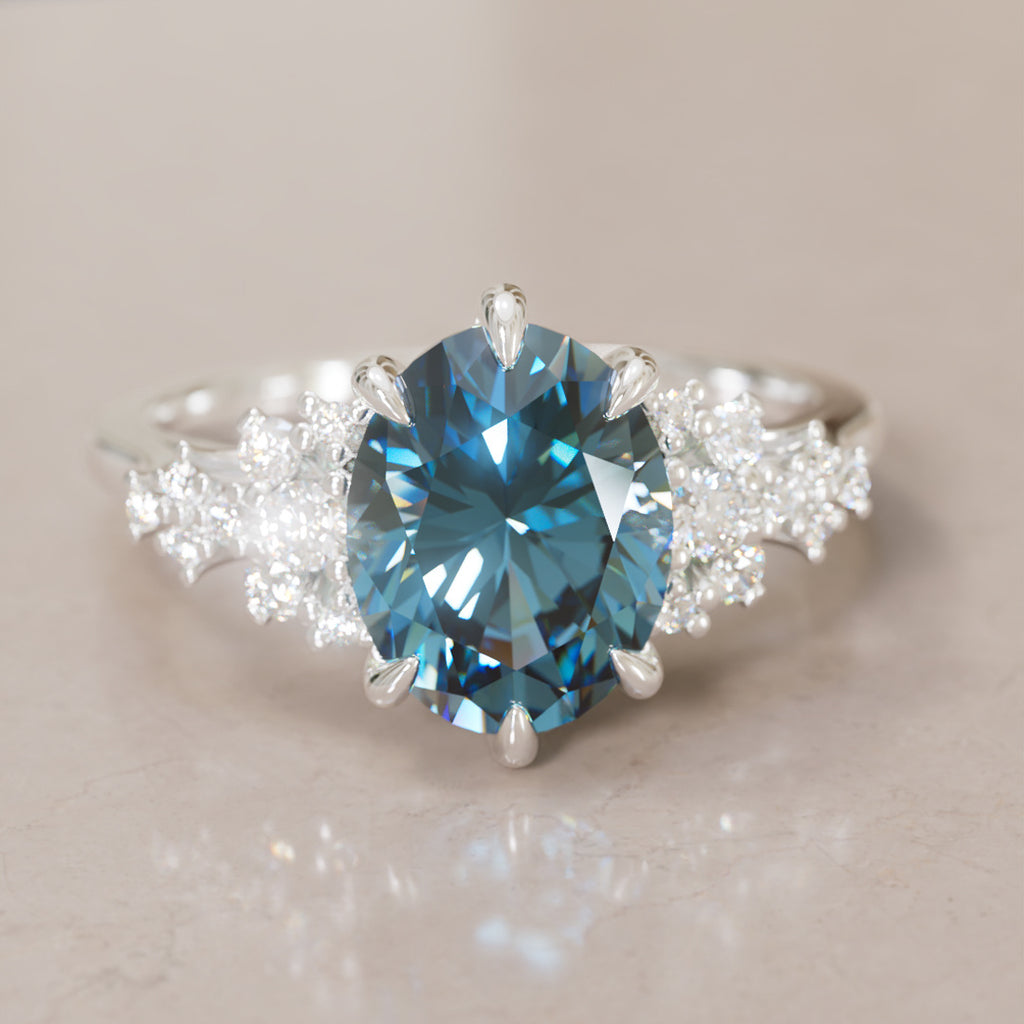 Aurelia Oval Blue Sapphire Unique Vintage Engagement Ring By Valley Rose