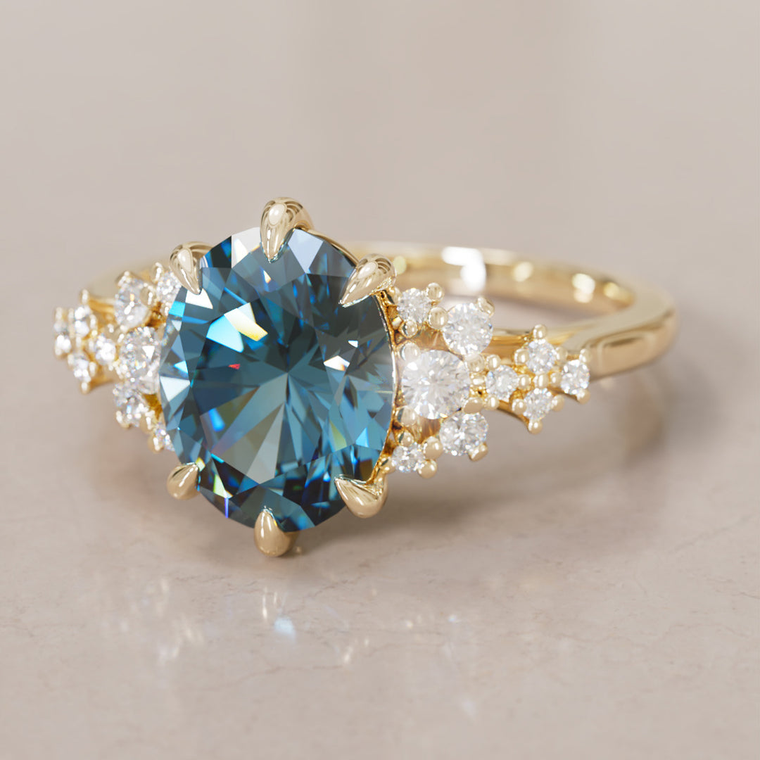 Unique Vintage Engagement Ring with Oval Cut Blue Sapphire By Valley Rose