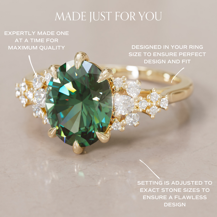 Aurelia Oval Green Sapphire Unique Vintage Engagement Ring By Valley Rose