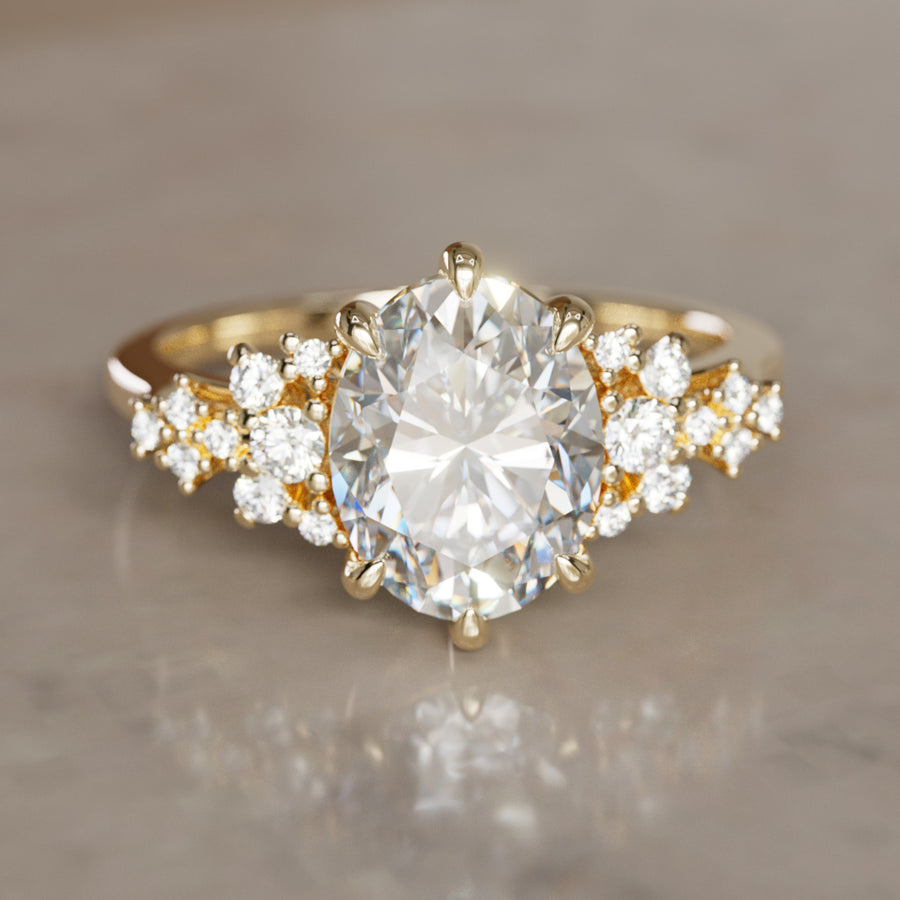 Aurelia Oval Lab Diamond Unique Vintage Engagement Ring By Valley Rose