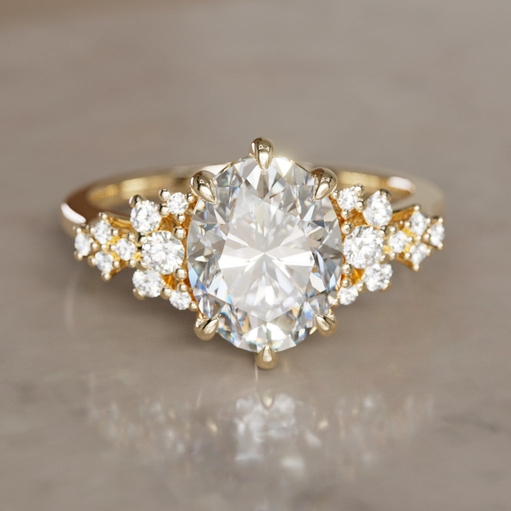 Aurelia Oval Lab Diamond Unique Vintage Engagement Ring By Valley Rose