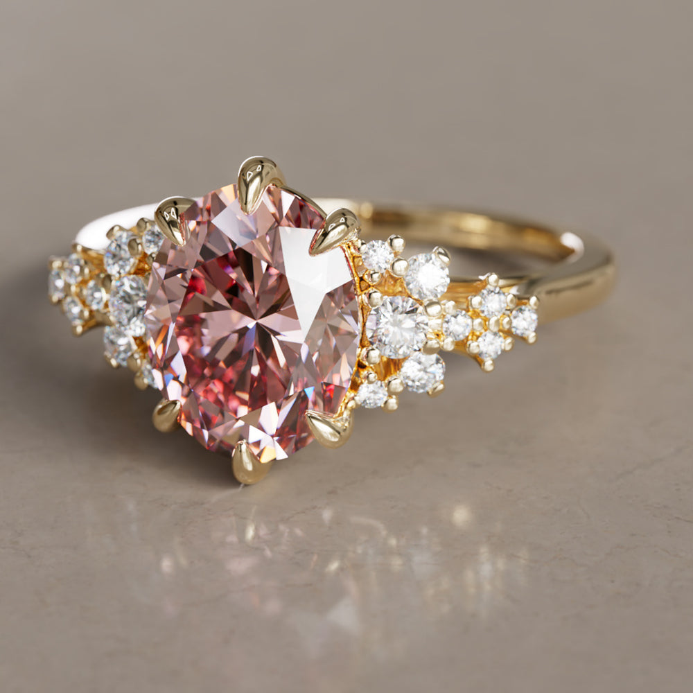 Aurelia Oval Pink Lab Diamond Unique Vintage Engagement Ring By Valley Rose