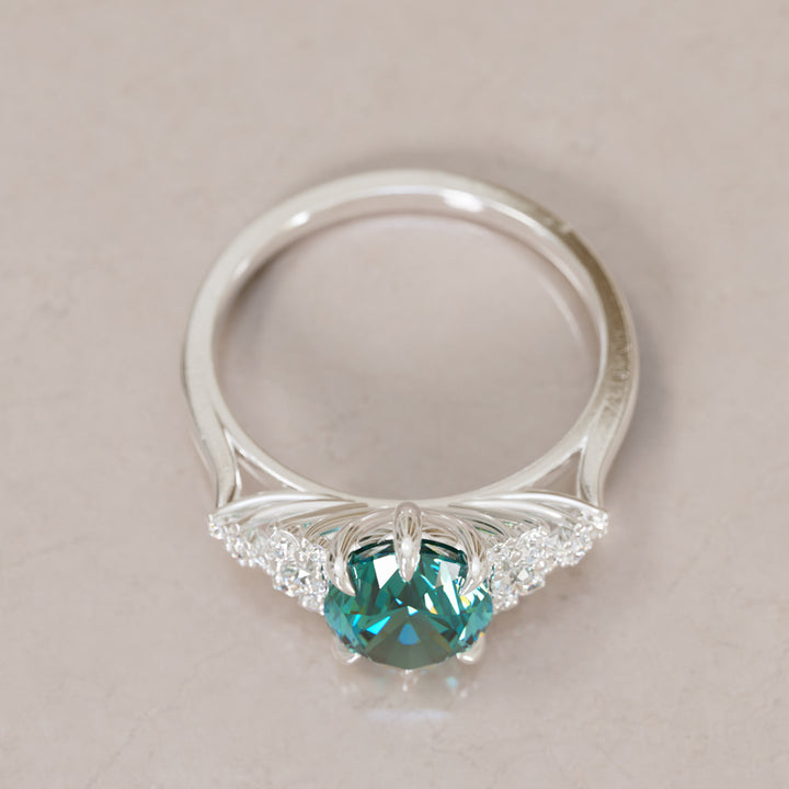 Unique Vintage Engagement Ring with Oval Cut Teal Sapphire By Valley Rose