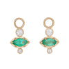 Marquise Cut Emerald Gold Earring Charms for Clicker Hoops By Valley Rose Ethical Jewelry