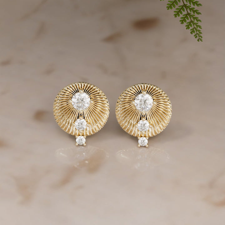 Aurora Unique Fluted Coin Diamond Earrings (Ready to Ship)