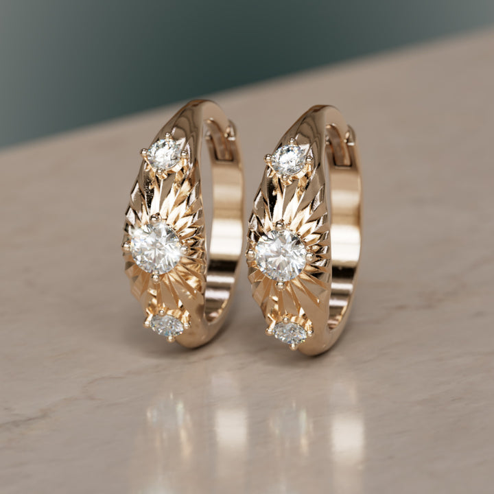 Aurora Fluted Lab Diamond Clicker Hoop Unique Earrings