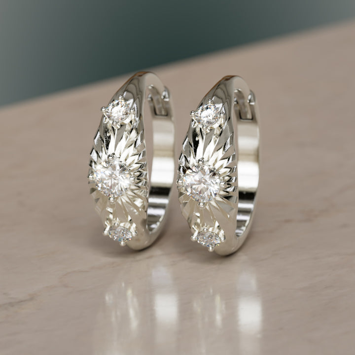 Aurora Fluted Lab Diamond Clicker Hoop Unique Earrings