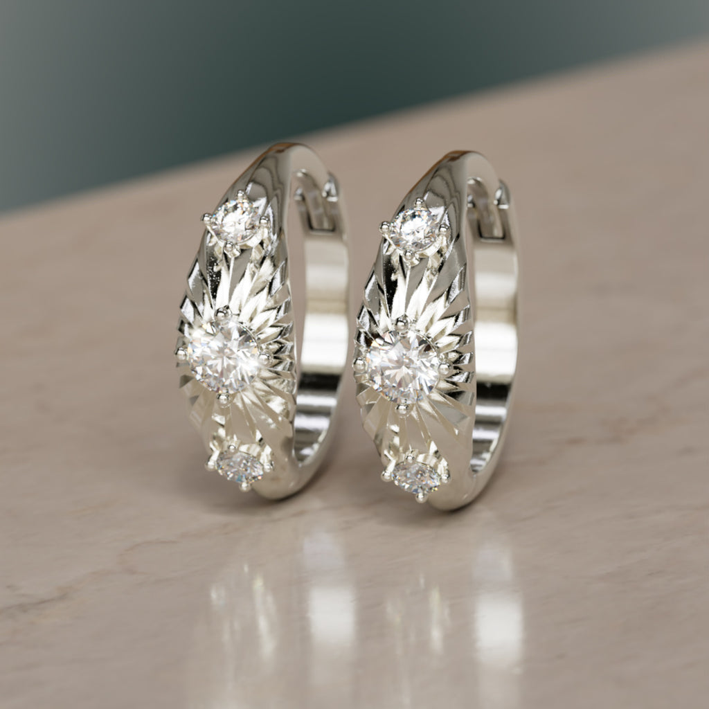 Aurora Fluted Lab Diamond Clicker Hoop Unique Earrings