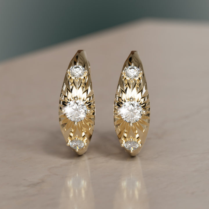 Aurora Fluted Lab Diamond Clicker Hoop Unique Earrings