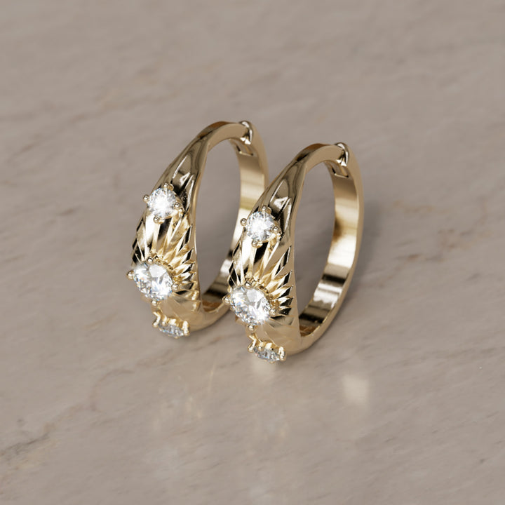 Aurora Fluted Lab Diamond Clicker Hoop Unique Earrings